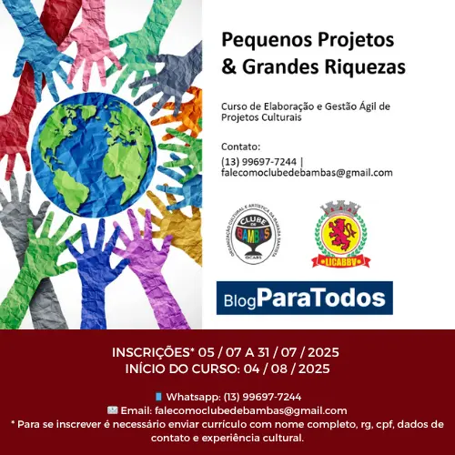 Inscrições de 05 a 31 de julho de 2025. Início em 4 de agosto.